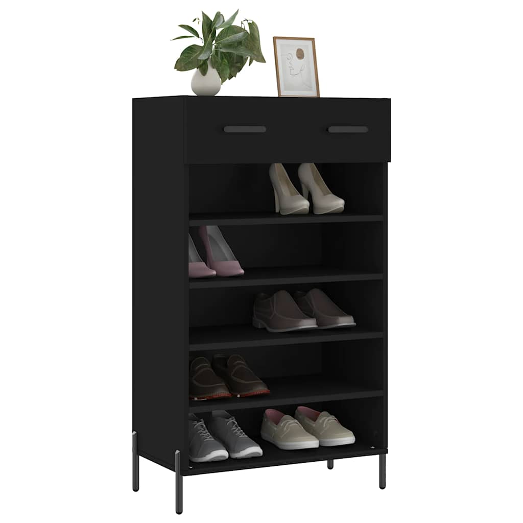 Fekete szerelt fa cipőszekrény 60 x 35 x 105 cm 3