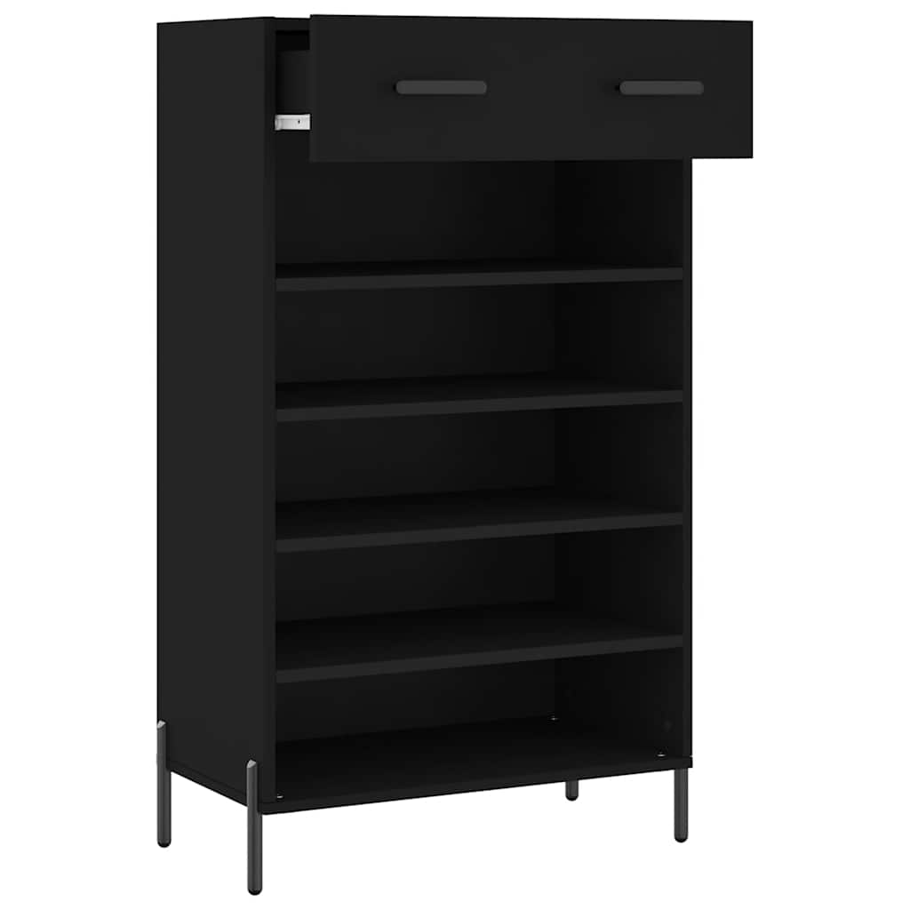 Fekete szerelt fa cipőszekrény 60 x 35 x 105 cm 5