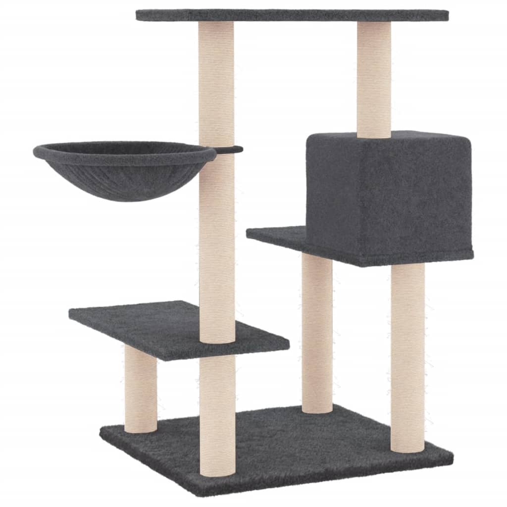 Sötétszürke macskabútor szizál kaparófával 82,5 cm 5