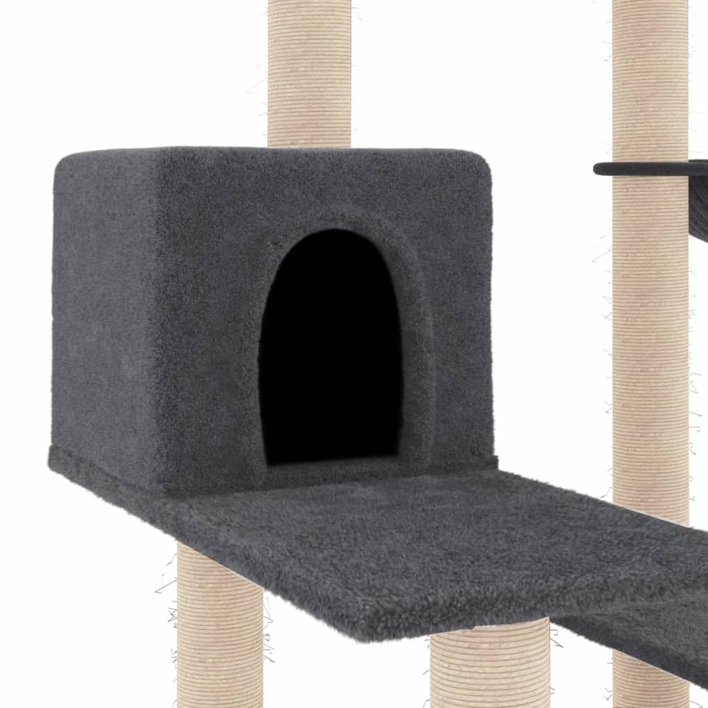Sötétszürke macskabútor szizál kaparófával 82,5 cm 6