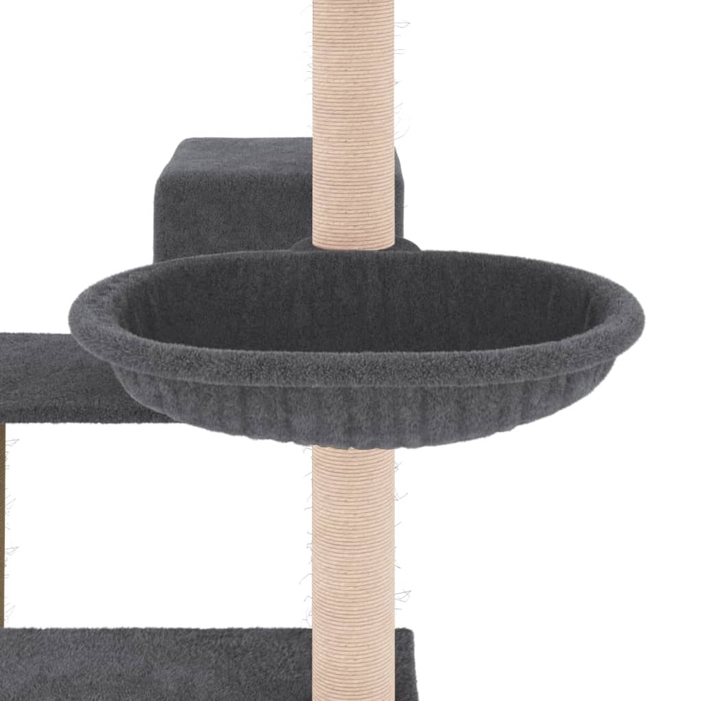 Sötétszürke macskabútor szizál kaparófával 82,5 cm 7