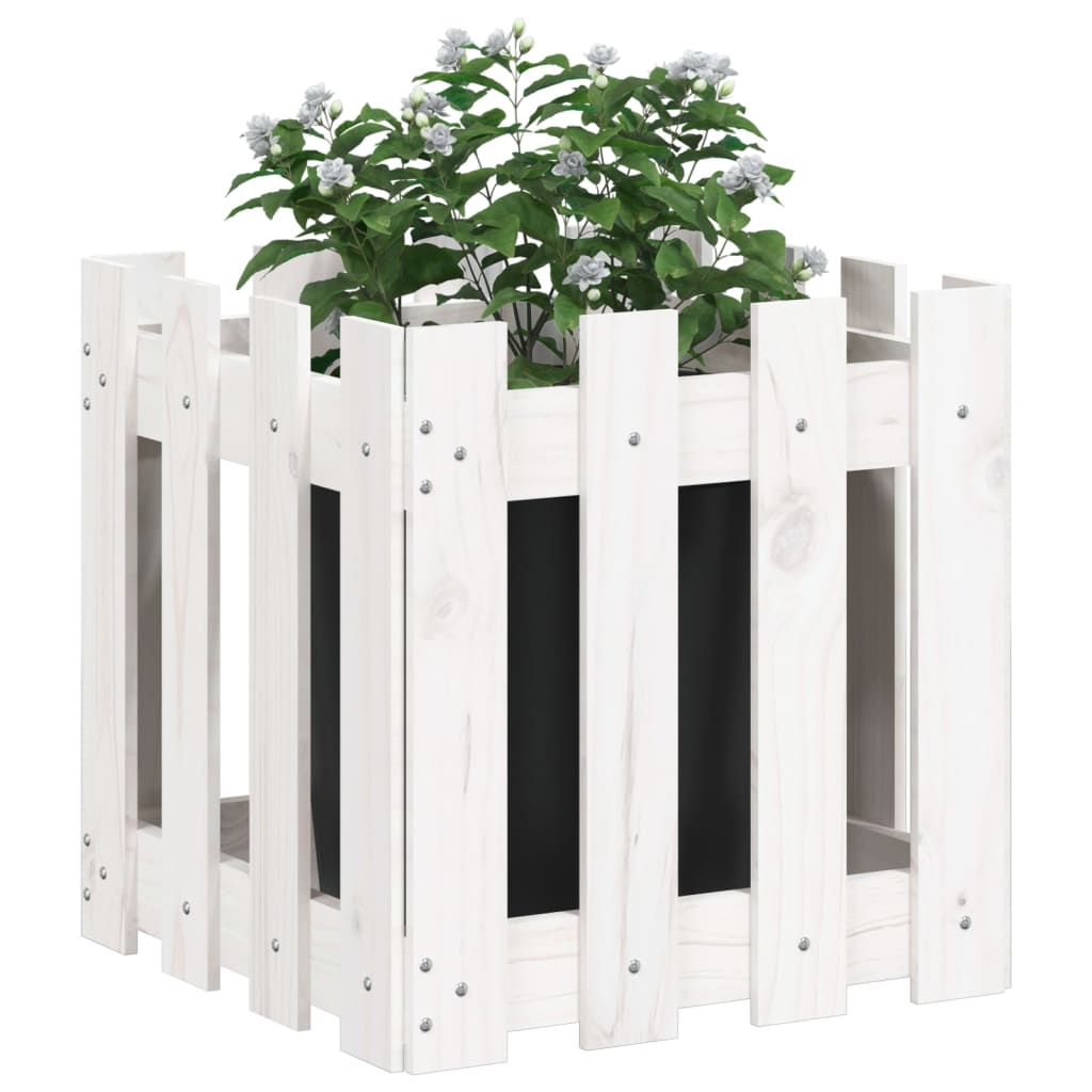 Fehér tömör fenyő növénytartó léces kialakítással 40x40x40 cm 3