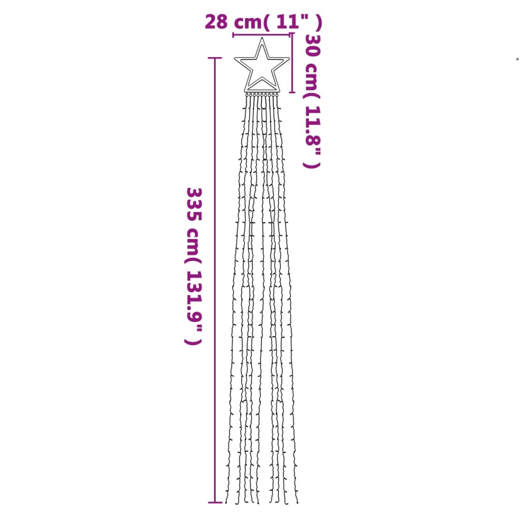 Kék 320 LED-es karácsonyfafüzér 375 cm 10