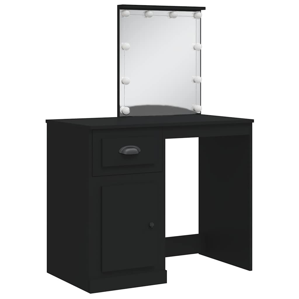 Fekete fésülködőasztal LED-lámpákkal 130 x 50 x 132,5 cm 3