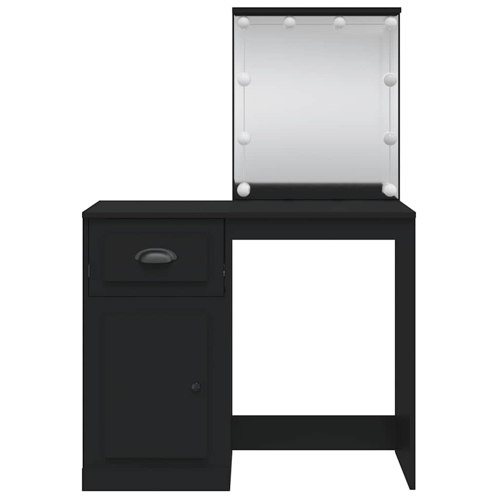 Fekete fésülködőasztal LED-lámpákkal 130 x 50 x 132,5 cm 5
