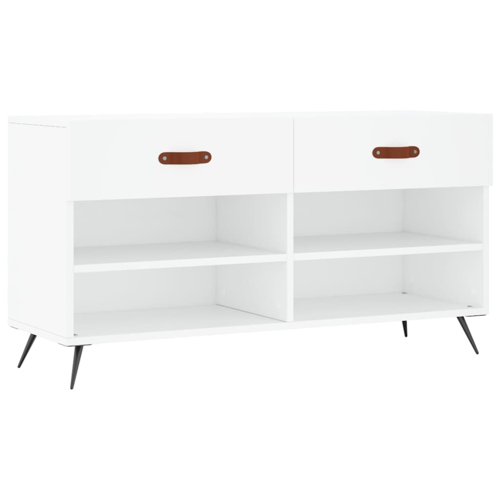 Fehér szerelt fa cipőpolc 102x35x55 cm 2