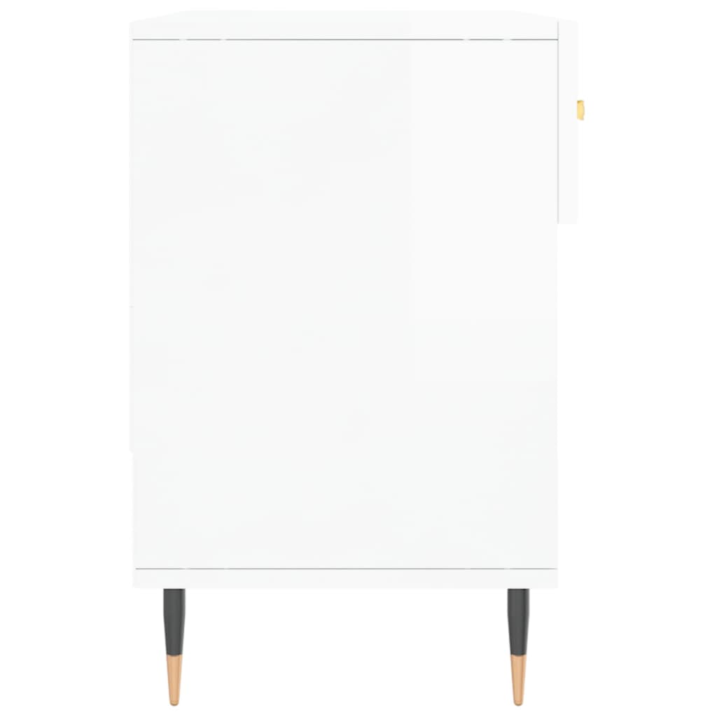 Magasfényű fehér szerelt fa cipőpolc 102x35x55 cm 7