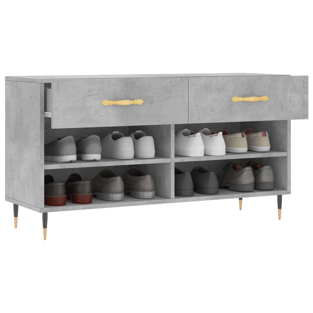 Betonszürke szerelt fa cipőpolc 102 x 35 x 55 cm 3
