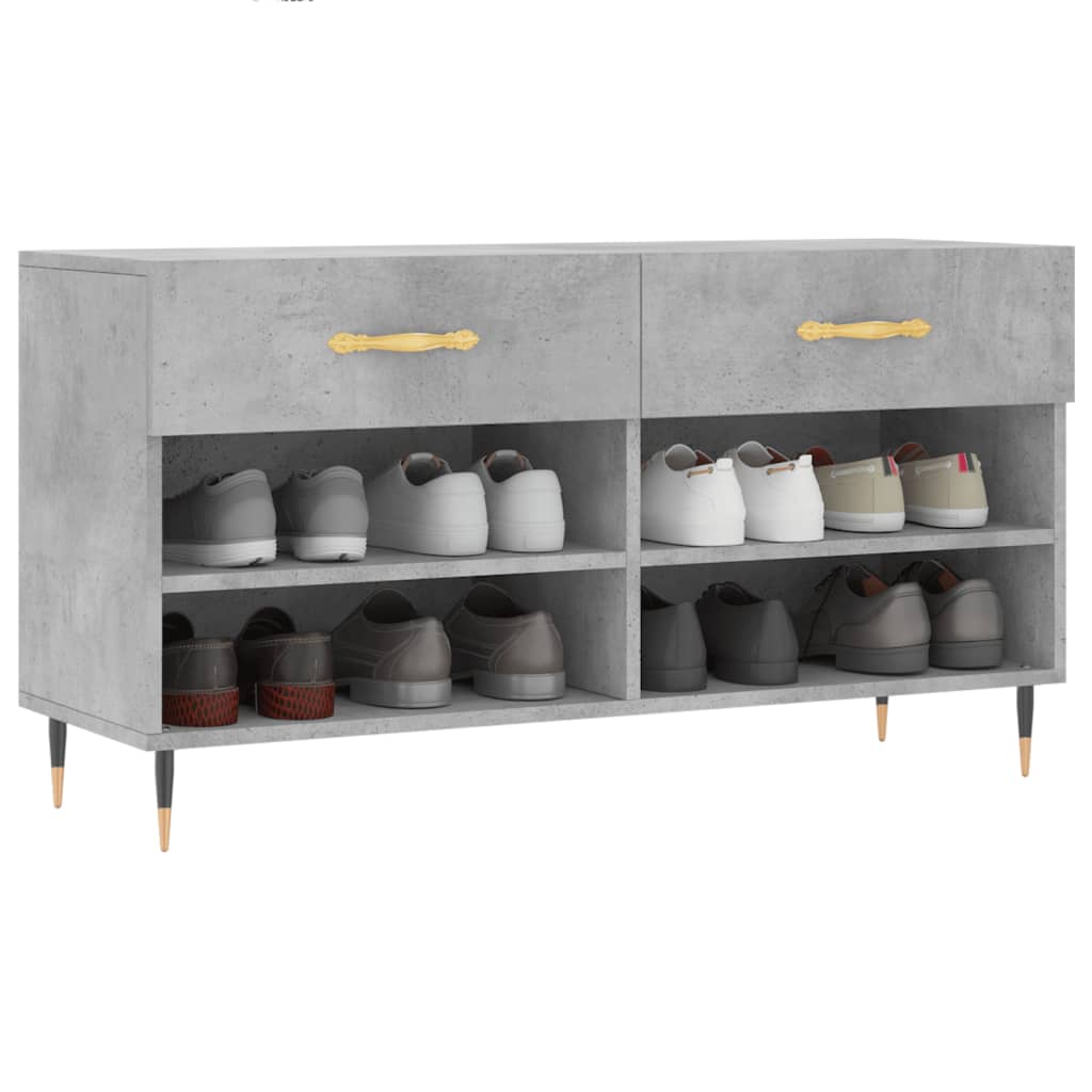 Betonszürke szerelt fa cipőpolc 102 x 35 x 55 cm 4