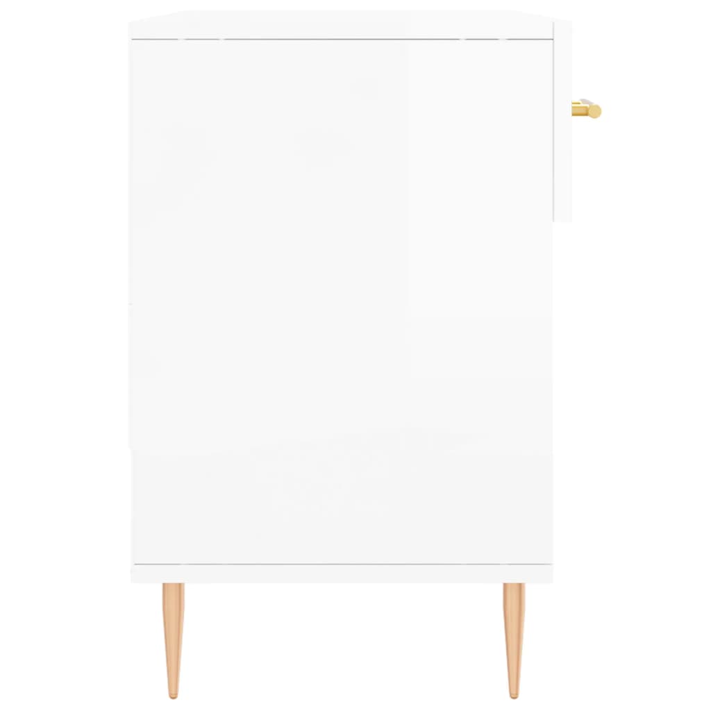 Magasfényű fehér szerelt fa cipőpolc 102x35x55 cm 7