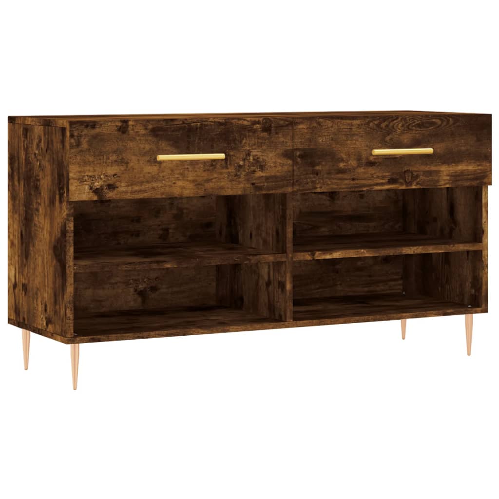 Füstös tölgy színű szerelt fa cipőpolc 102x35x55 cm 2