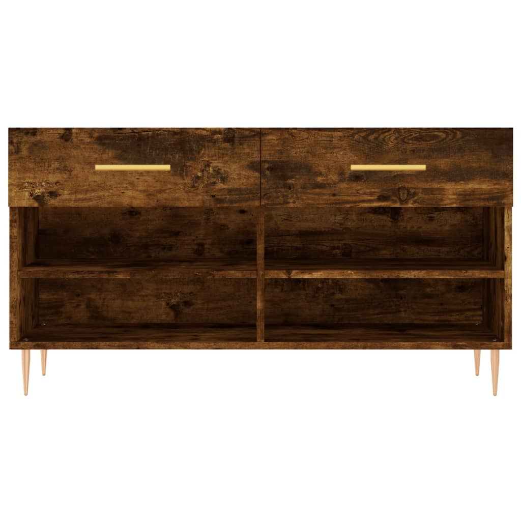 Füstös tölgy színű szerelt fa cipőpolc 102x35x55 cm 6