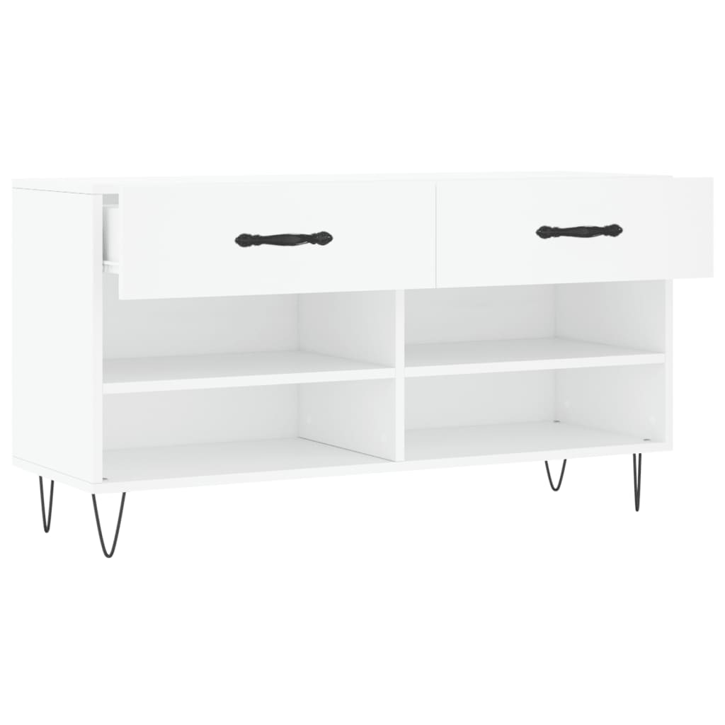 Fehér szerelt fa cipőpolc 102x35x55 cm 5