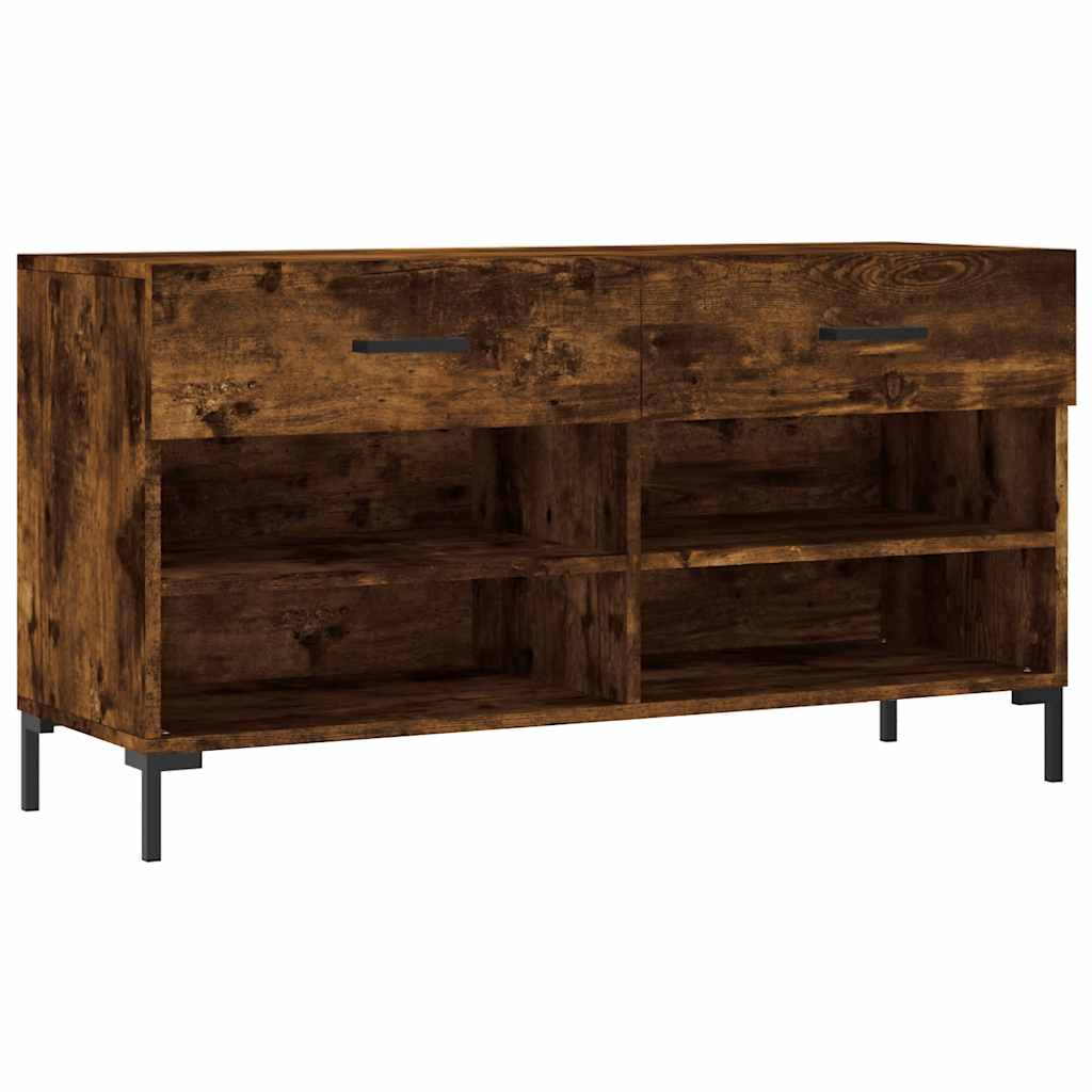 Füstös tölgy színű szerelt fa cipőpolc 102x35x55 cm 2