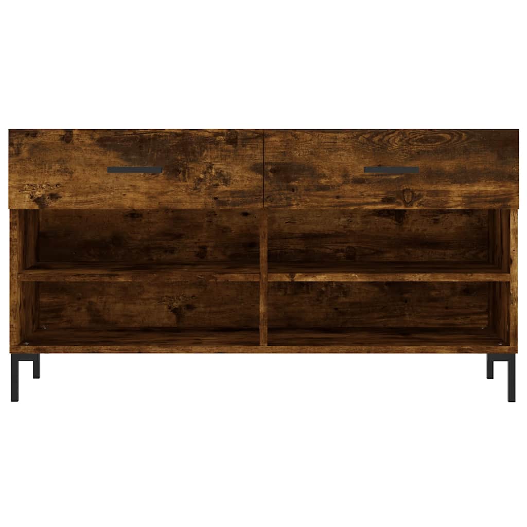 Füstös tölgy színű szerelt fa cipőpolc 102x35x55 cm 6