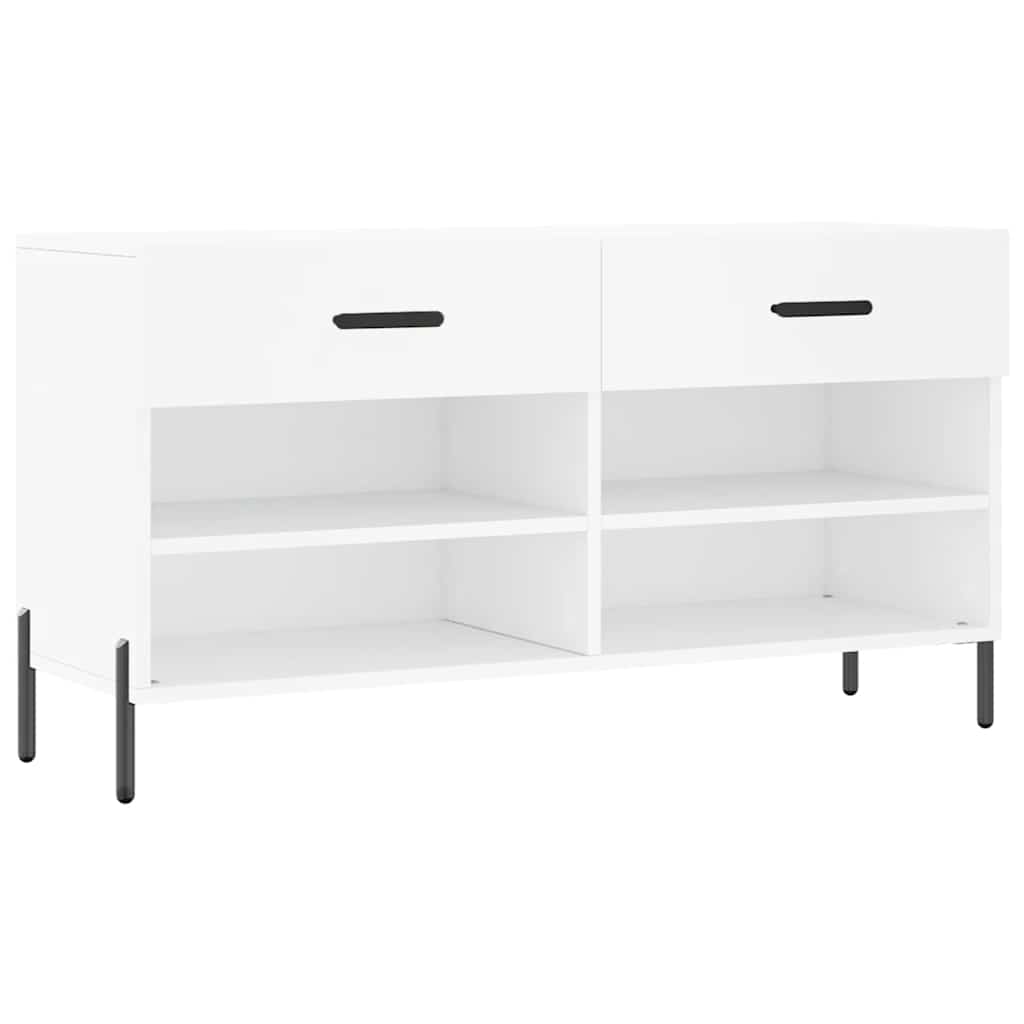 Fehér szerelt fa cipőpolc 102x35x55 cm 2