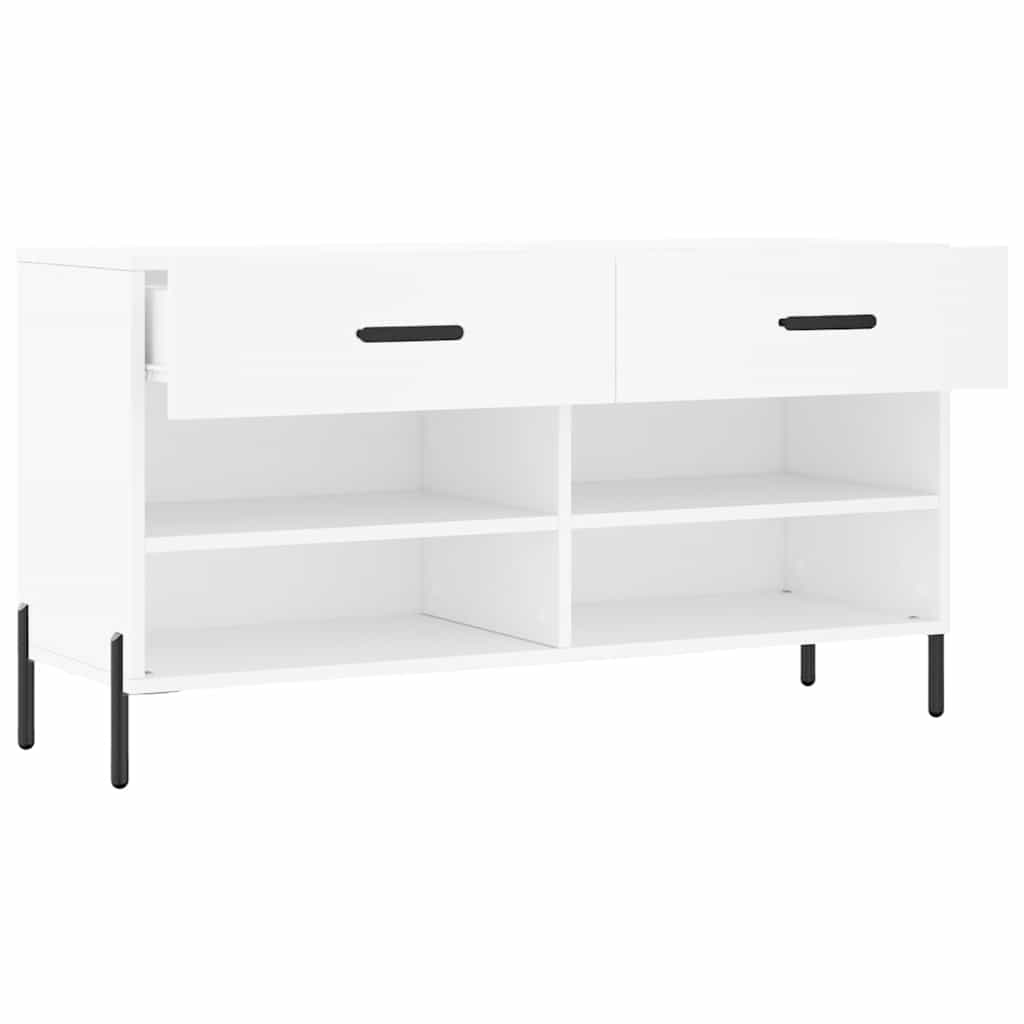 Fehér szerelt fa cipőpolc 102x35x55 cm 5