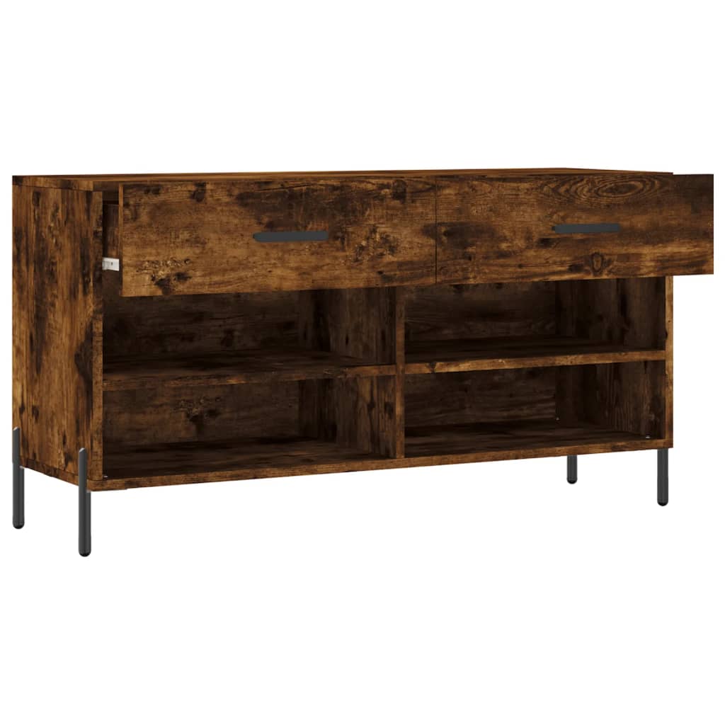 Füstös tölgy színű szerelt fa cipőpolc 102x35x55 cm 5