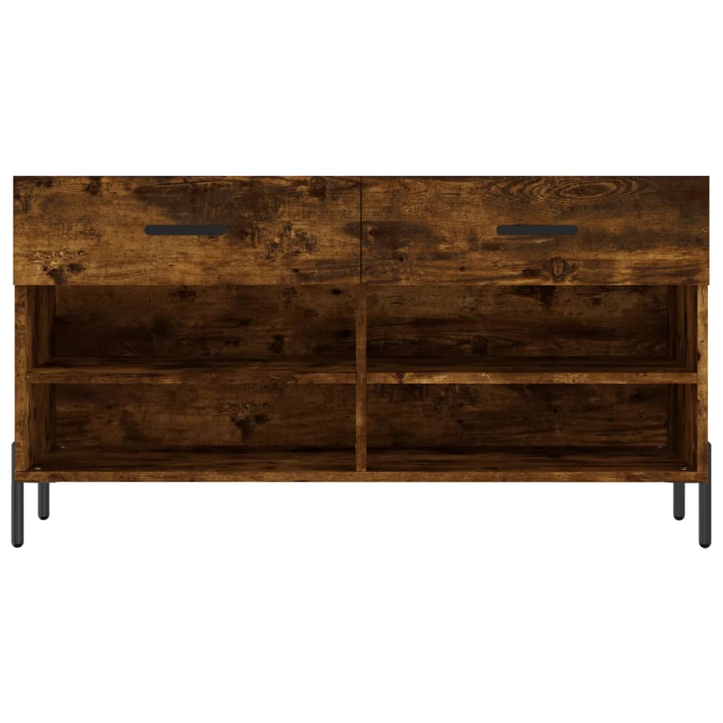 Füstös tölgy színű szerelt fa cipőpolc 102x35x55 cm 6