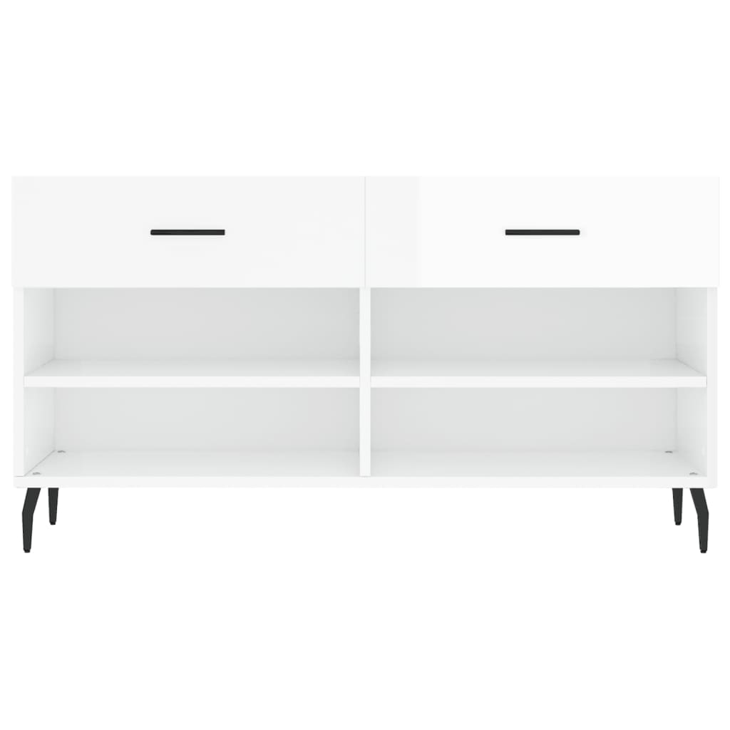 Magasfényű fehér szerelt fa cipőpolc 102x35x55 cm 6
