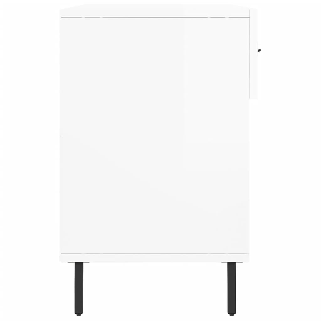 Magasfényű fehér szerelt fa cipőpolc 102x35x55 cm 7