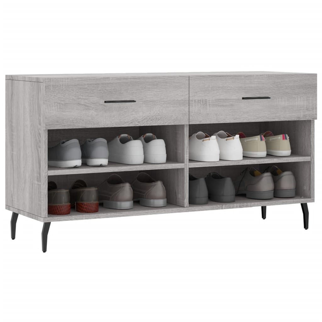 Szürke sonoma színű szerelt fa cipőpolc 102 x 35 x 55 cm 3