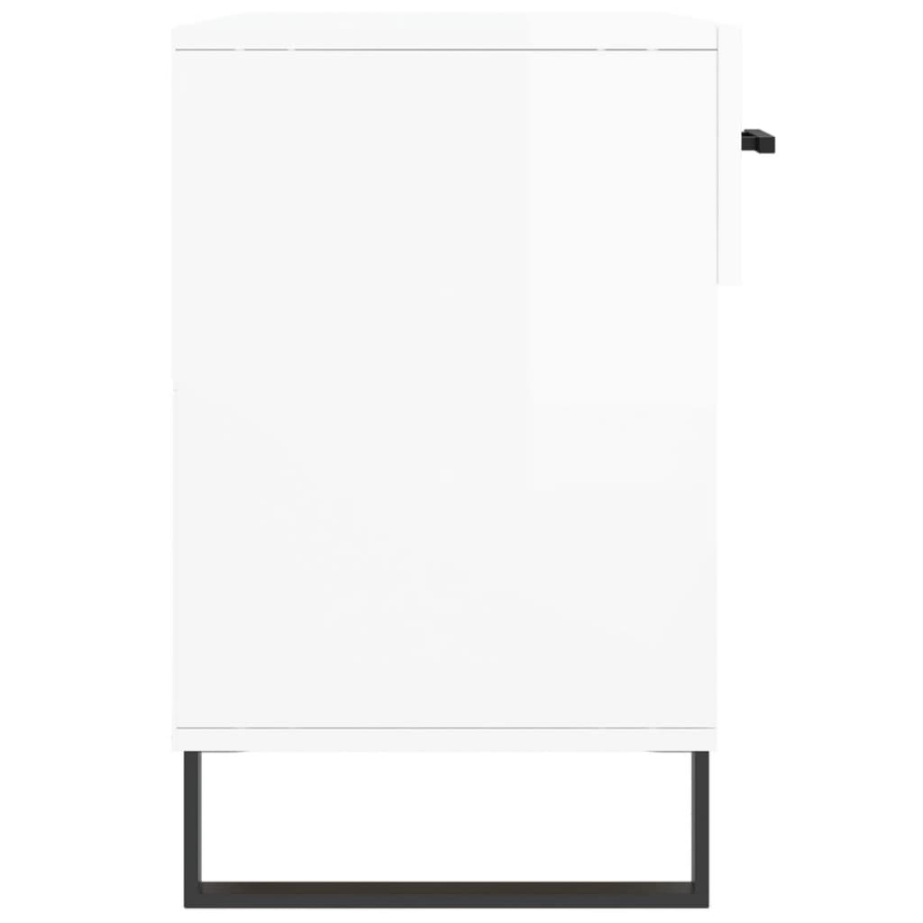 Magasfényű fehér szerelt fa cipőpolc 102x35x55 cm 7