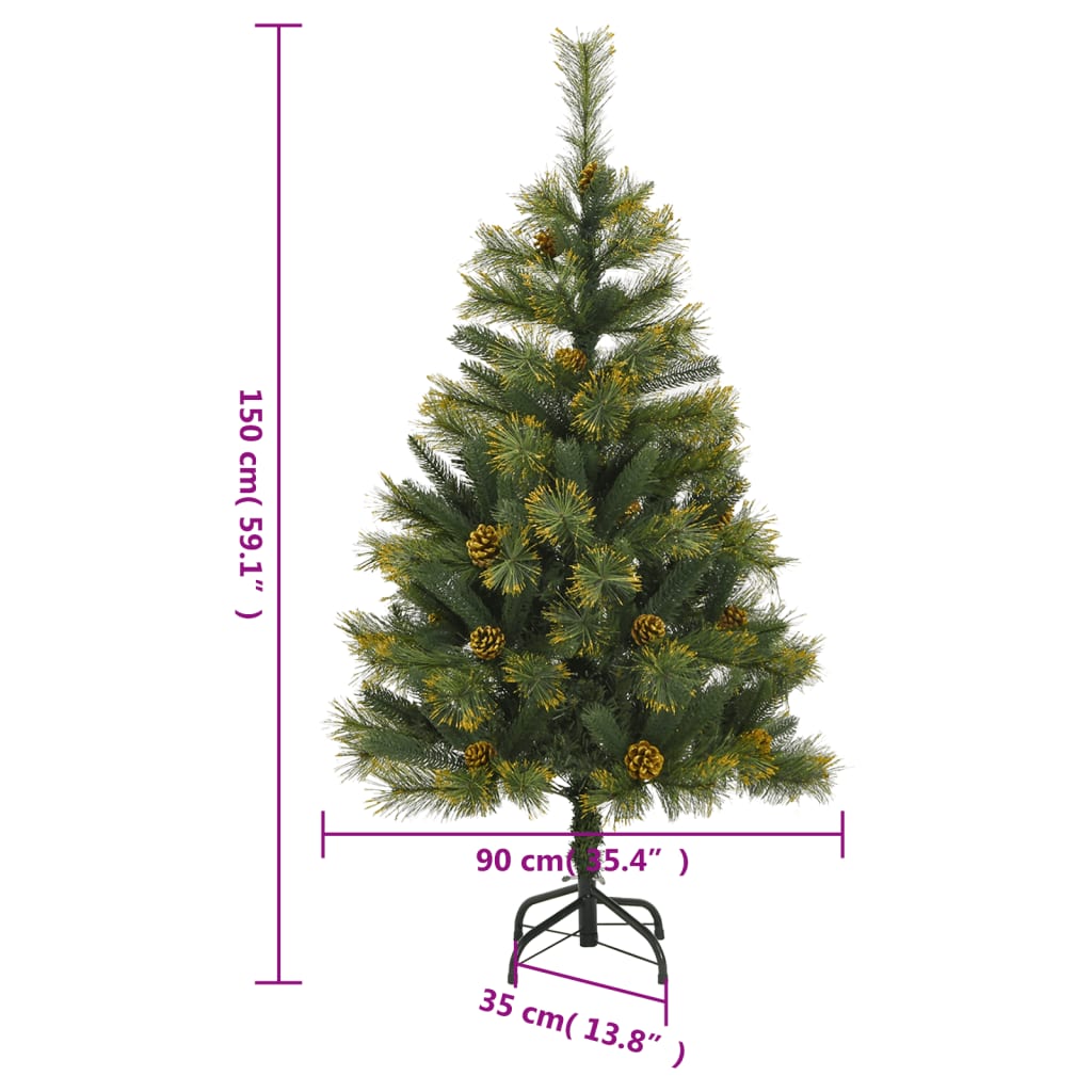 Csuklópántos műkarácsonyfa tobozzal 150 cm 9