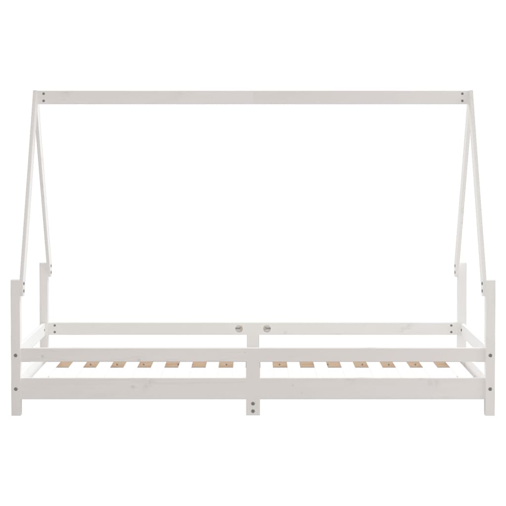 Fehér tömör fenyőfa gyerekágykeret 80 x 200 cm 5