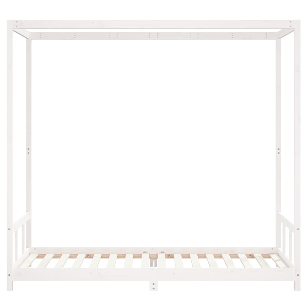 Fehér tömör fenyőfa gyerekágykeret 90 x 200 cm 4