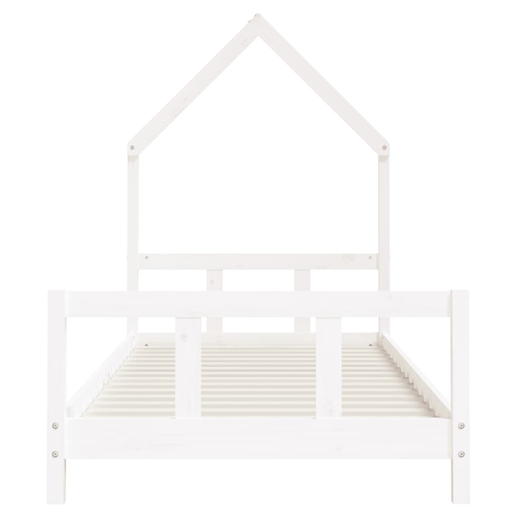Fehér tömör fenyőfa gyerekágykeret 90 x 200 cm 4