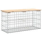Tömör fenyőfa gabion kerti pad 83x31,5x42 cm 2