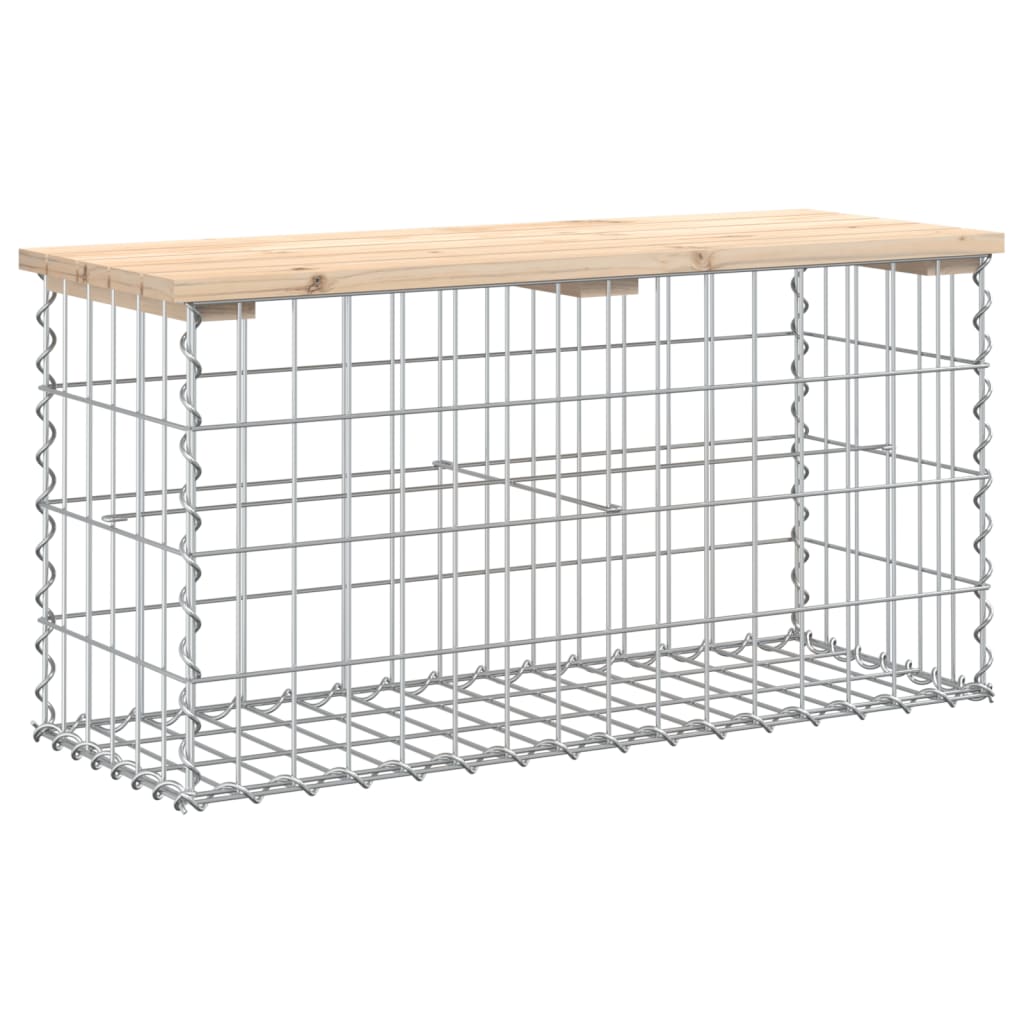 Tömör fenyőfa gabion kerti pad 83x31,5x42 cm 2
