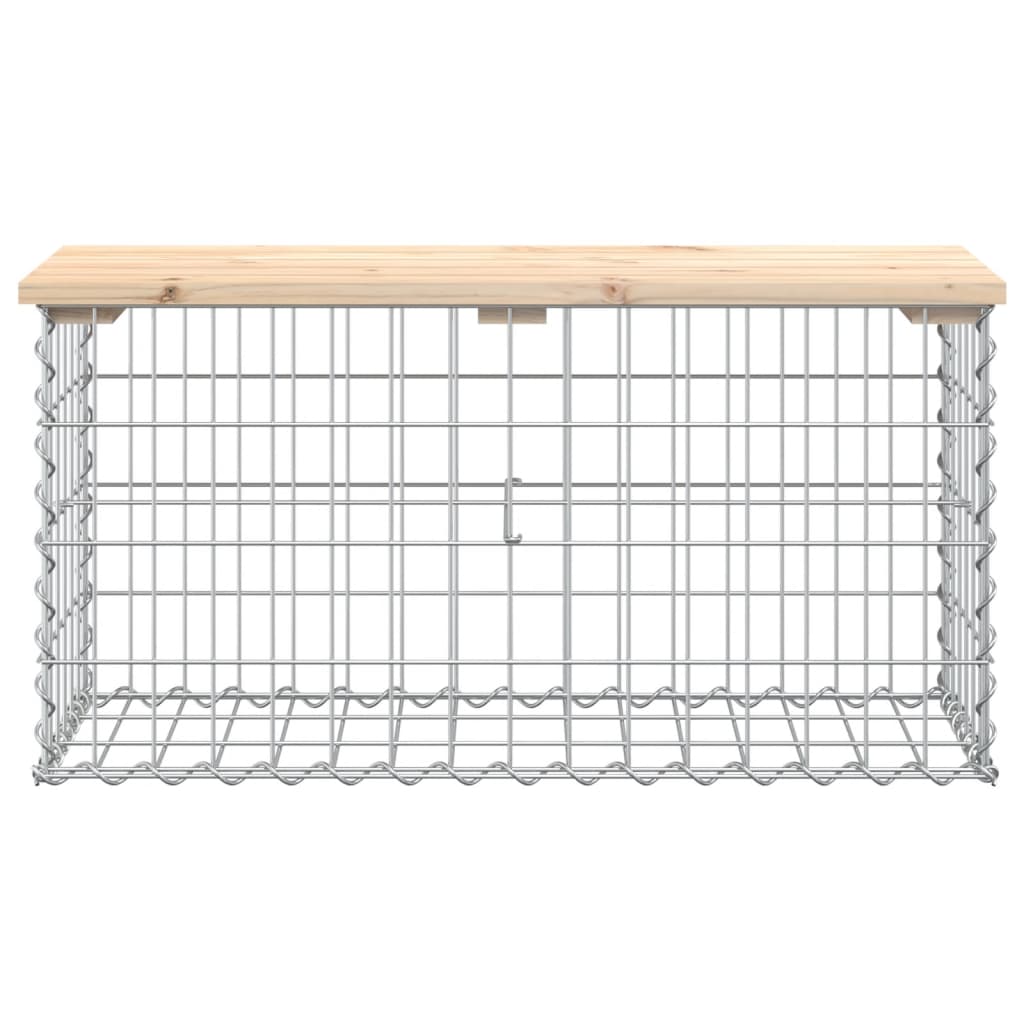 Tömör fenyőfa gabion kerti pad 83x31,5x42 cm 3