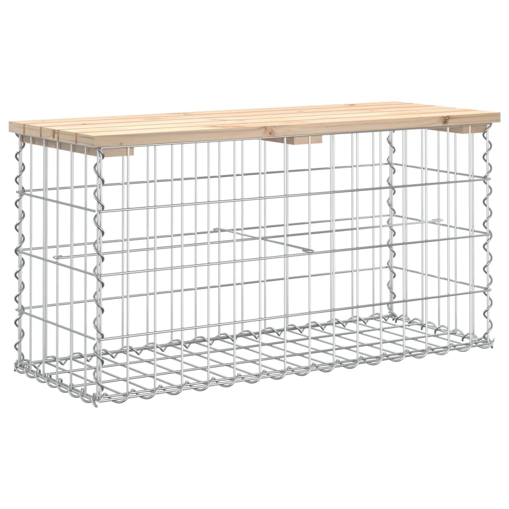 Tömör fenyőfa gabion kerti pad 83x31,5x42 cm 5