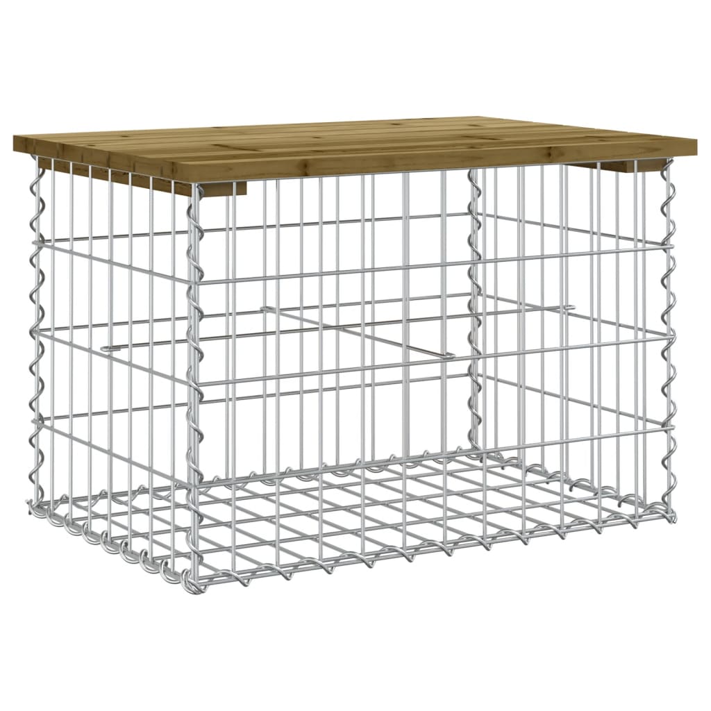 Impregnált fenyőfa gabion kerti pad 63 x 44 x 42 cm 2