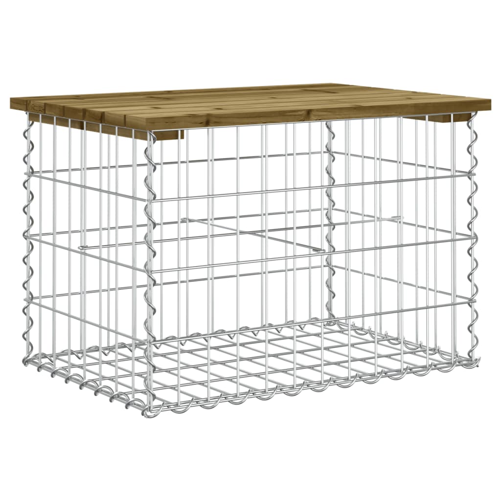 Impregnált fenyőfa gabion kerti pad 63 x 44 x 42 cm 5