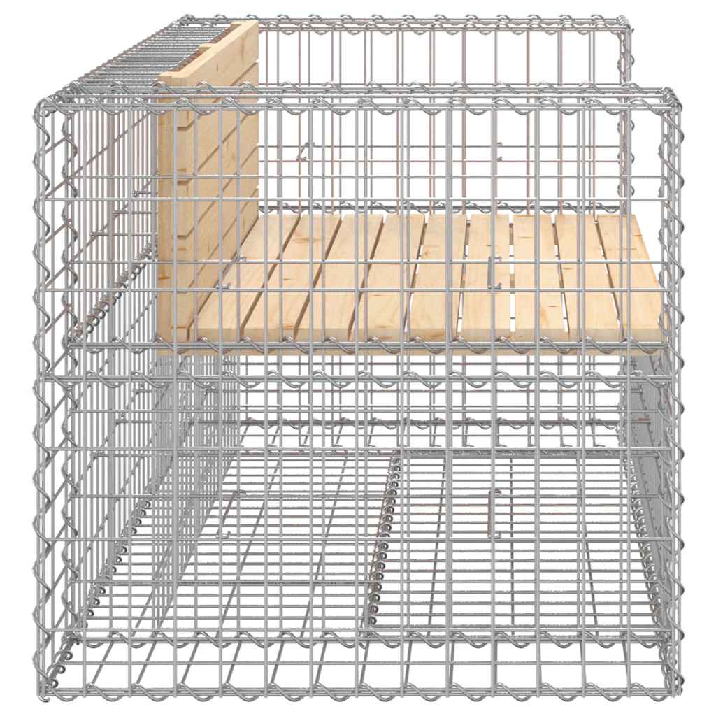 Tömör fenyőfa gabion kerti pad 143x71x65,5 cm 4