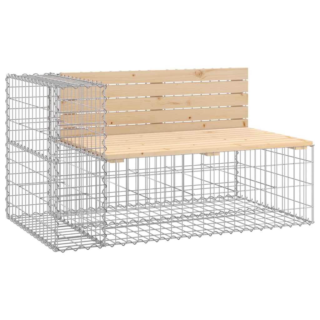 Tömör fenyőfa kerti pad gabion kosárral 3