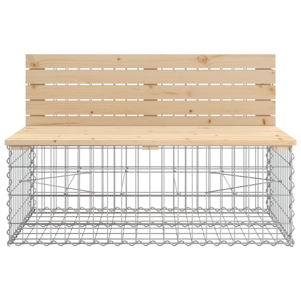 Tömör fenyőfa kerti pad gabion kosárral 6