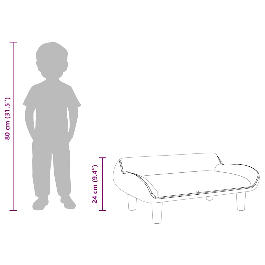 Fekete szövet gyerekkanapé 70 x 40 x 24 cm 8