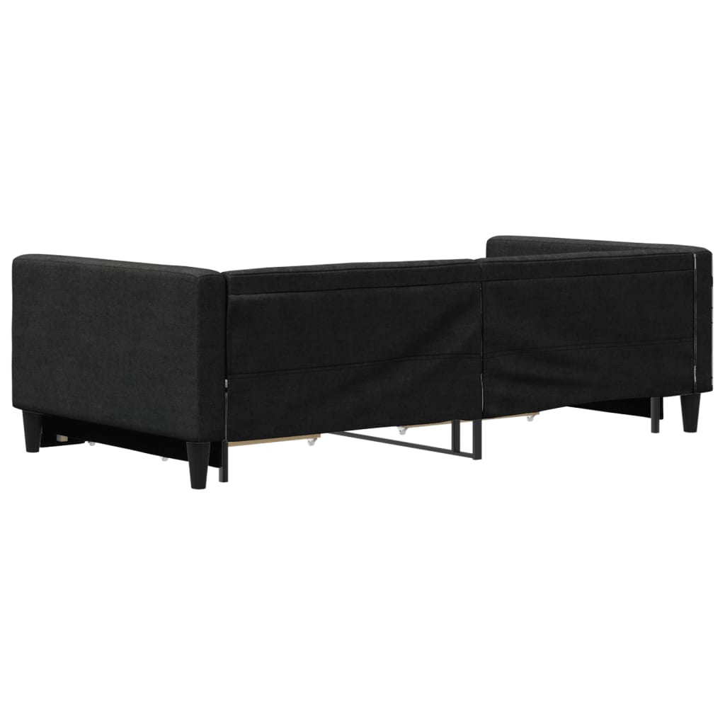 Fekete kihúzható szövet heverő fiókokkal 100 x 200 cm 5