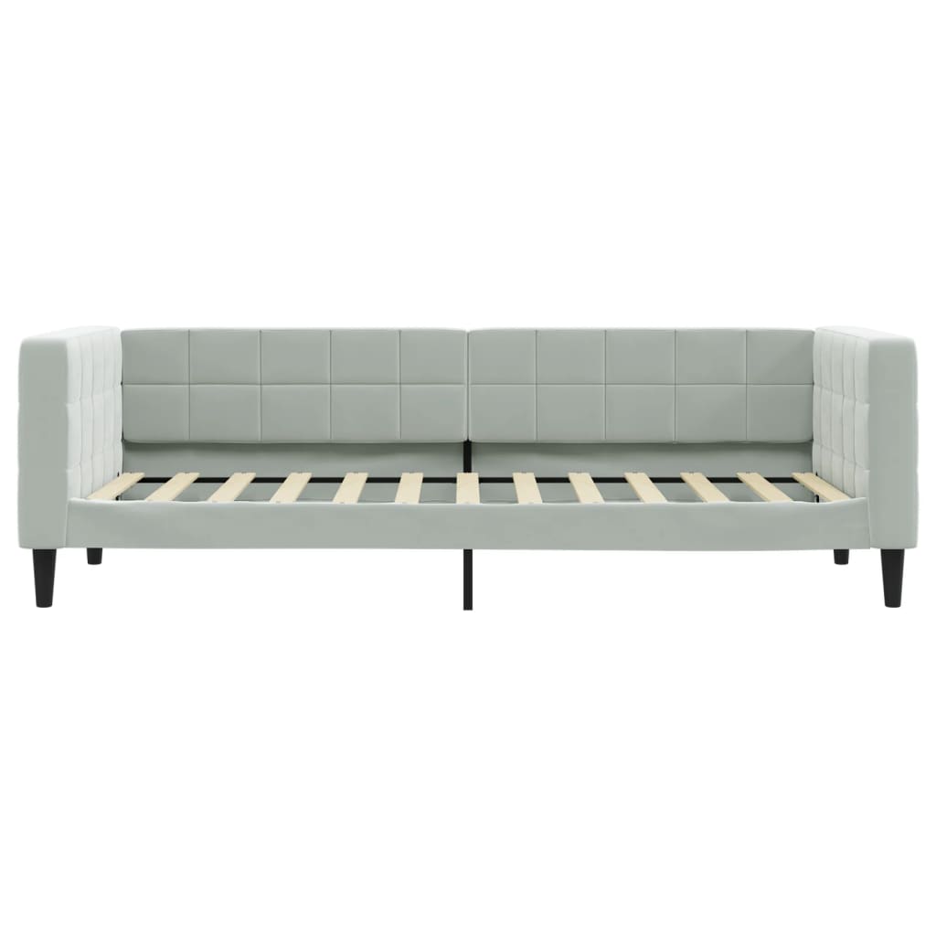 Világosszürke kihúzható bársony heverő fiókkal 80 x 200 cm 7