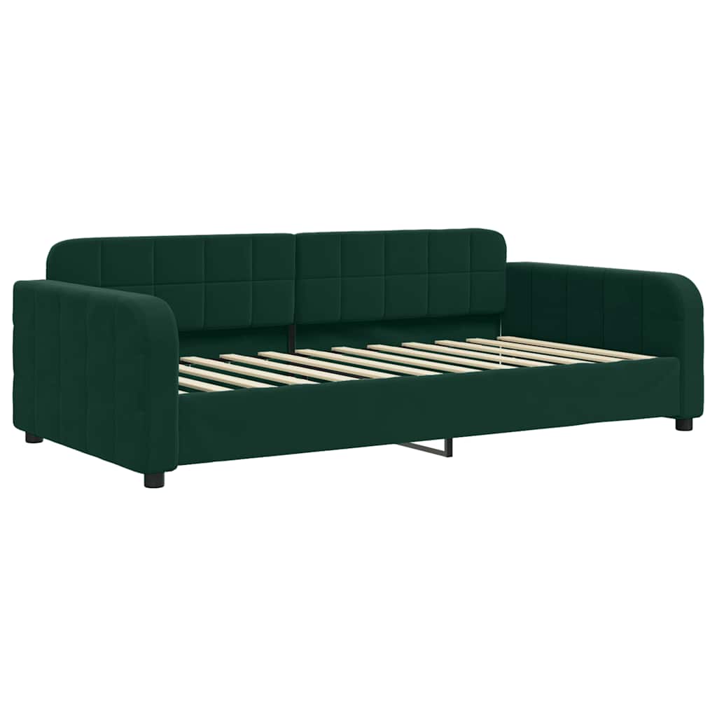 Sötétzöld kihúzható bársony heverő 90 x 200 cm 6