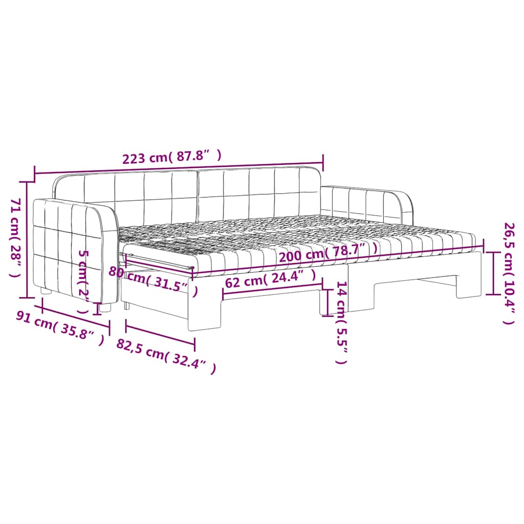 Fekete kihúzható bársony heverő matraccal 80 x 200 cm 12