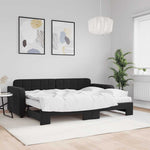 Fekete kihúzható bársony heverő matraccal 80 x 200 cm
