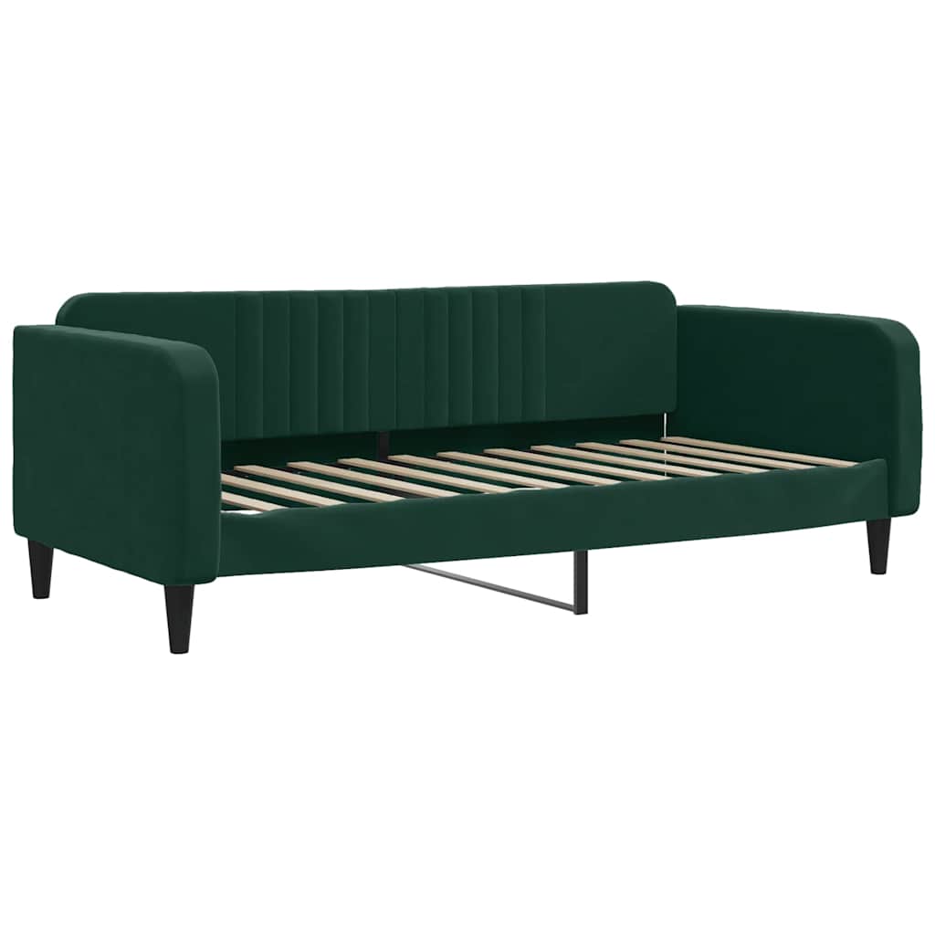 Sötétzöld kihúzható bársony heverő fiókkal 90 x 200 cm 4