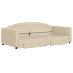 Krémszínű kihúzható szövet heverő fiókkal 100x200 cm 3