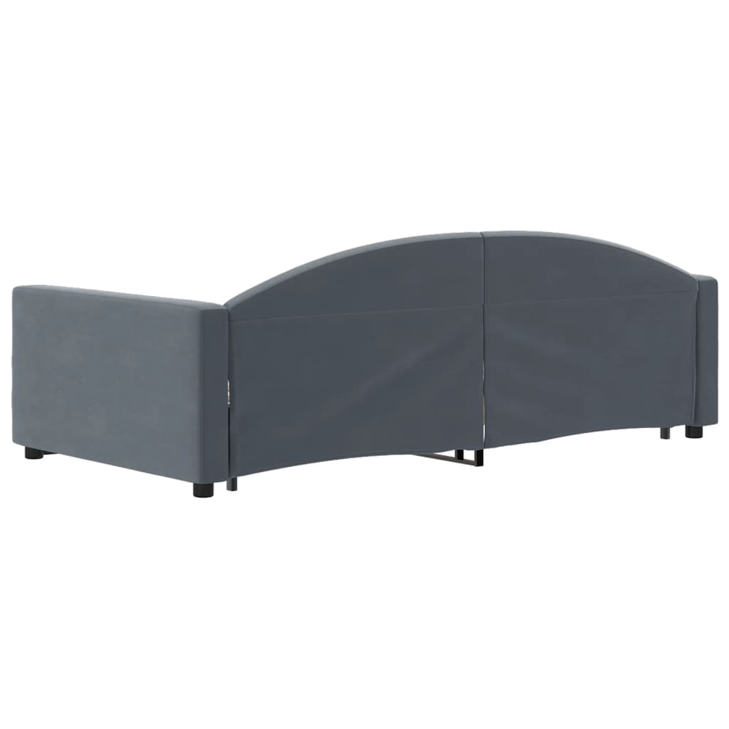 Sötétszürke kihúzható bársony heverő fiókkal 100 x 200 cm 5