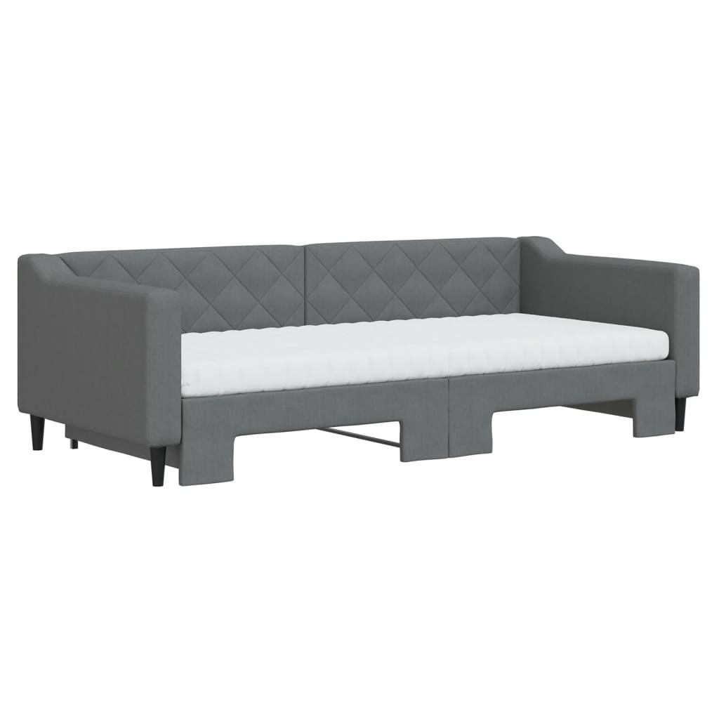 Sötétszürke kihúzható szövet heverő matraccal 90 x 200 cm 3